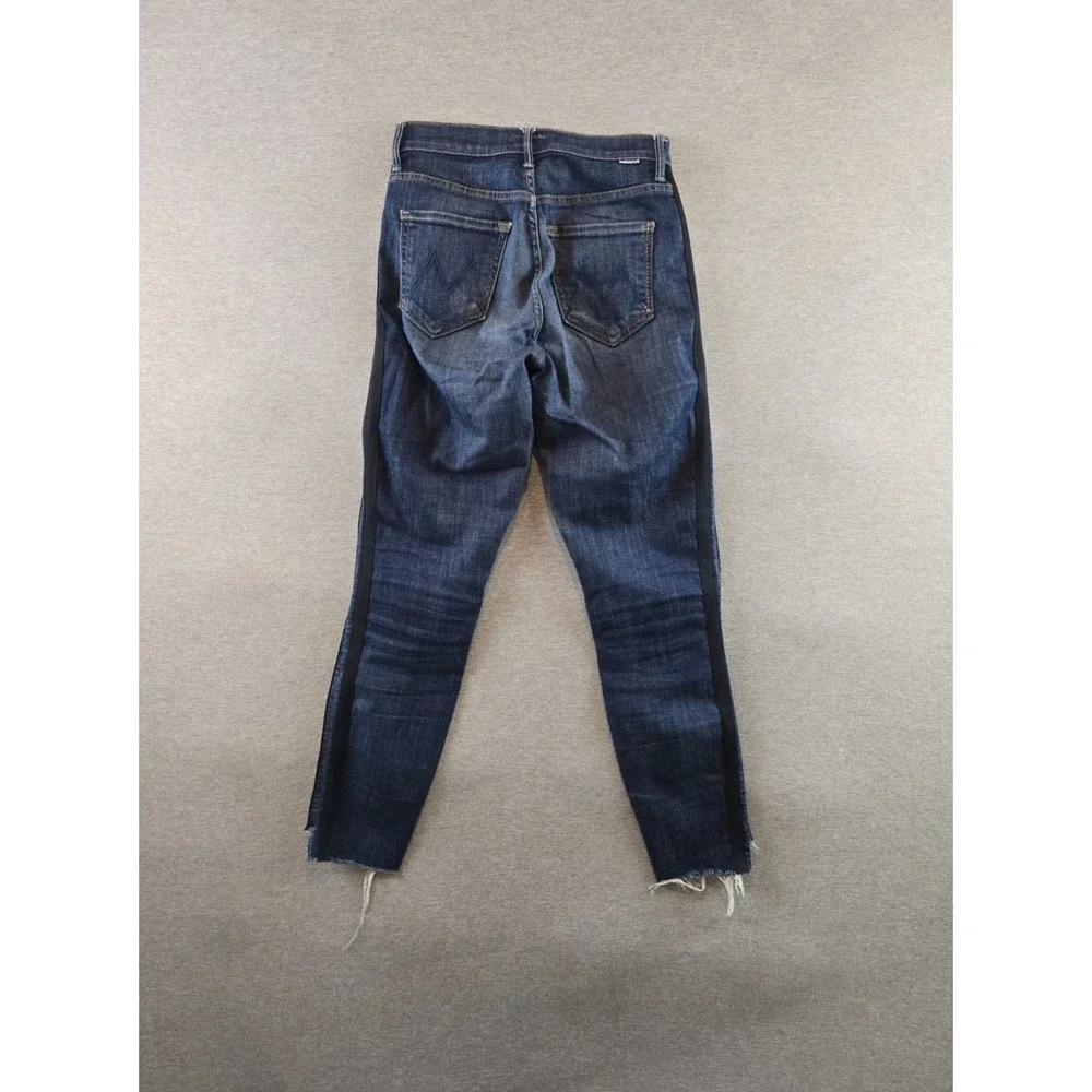 Mother Stunner Zip Ankle Step‎ Fray Jeans Sweeping Racer Womens Size 25 Blue
